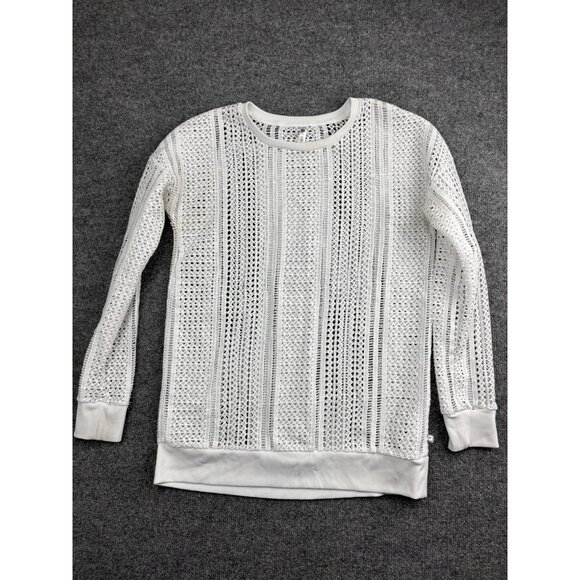 Fabletics Sweater Womens Small Crochet Mesh Pullover Long Sleeve Lightweight - Picture 1 of 8